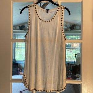 J Crew Linen Sleeveless Top with Metal Embellishment
